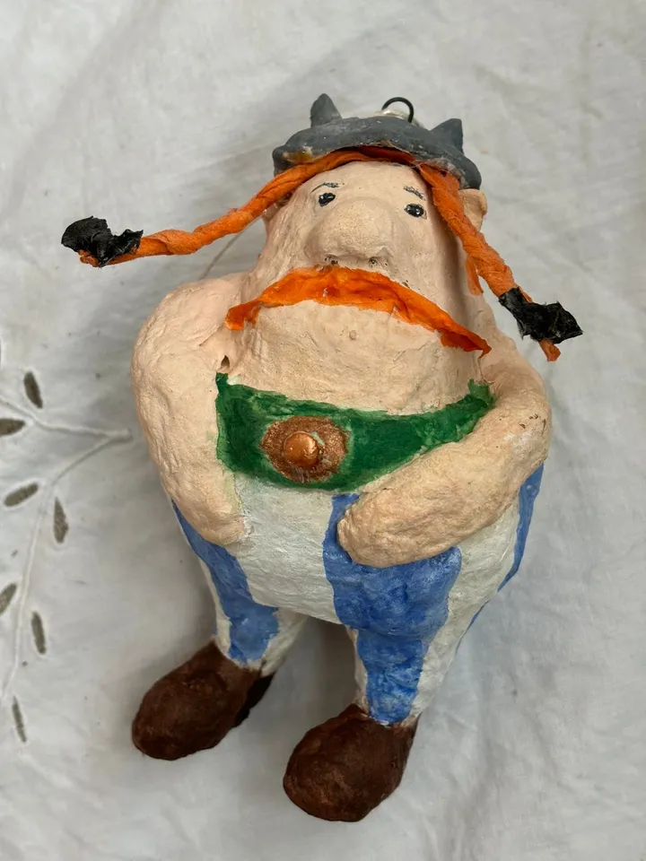 Christmas Ornaments- Obelix. Handmade Art Doll. Xmas tree toy Spun cotton doll.