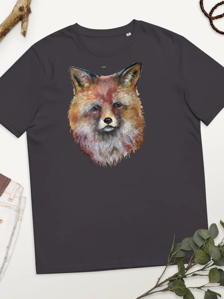 Fox t shirt,Unisex organic cotton t-shirt made with my own design,original watercolor fox painting.