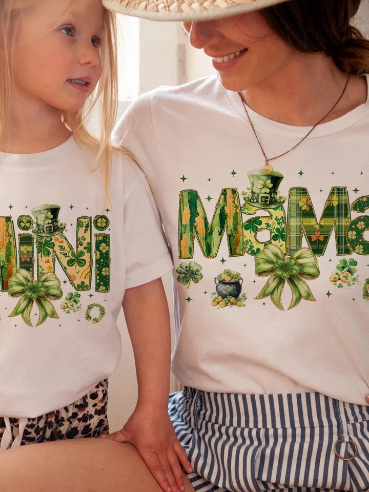 Lucky Mama St. Patrick’s PNG, Mama St. Patrick's Day Png, Mama Mini St.Patrick's png, St.Patrick Bow Png, Lucky png, Mama png, Green, retro