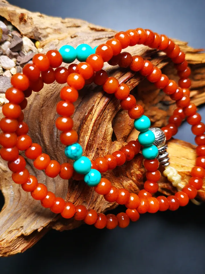 Gandhanra Hand-carved Tibetan Yak Bone Mala Beads Necklace,Small Prayer Beads Bracelet for Women