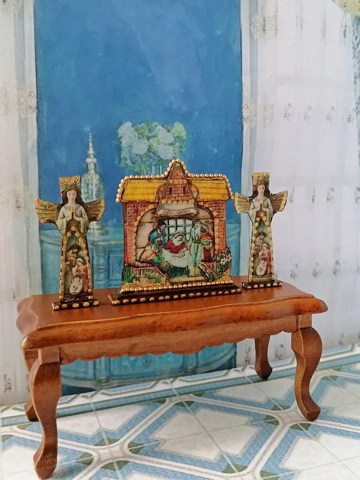 Christmas set. Dollhouse miniature. 1:12. Christmas. Christmas gift. Author's design. Nativity scene.