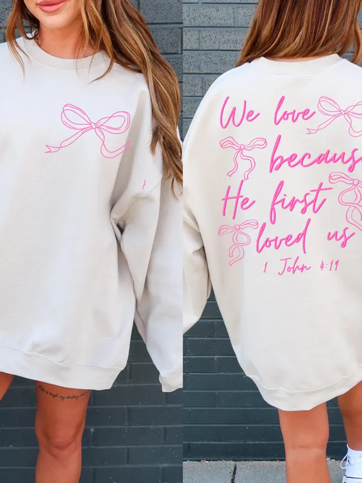 Coquette Jesus Valentine Cross Bow PNG, Christian Valentine png, He loved us first png, Jesus loves you, Pink Valentine, Jesus Valentine bow