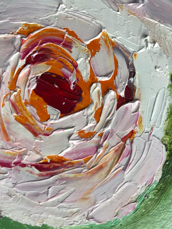 Peonies flowers original oil painting hand painted modern impasto painting wall art 6x9 inches