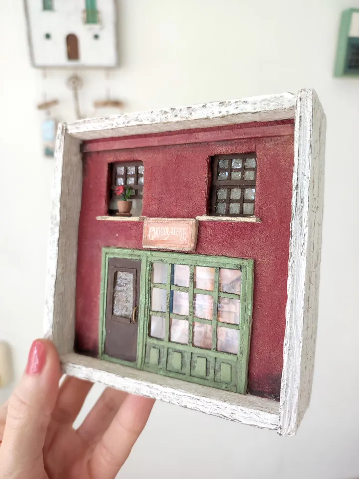 Shadow box 3D painting miniature on the wall Old Confectionery