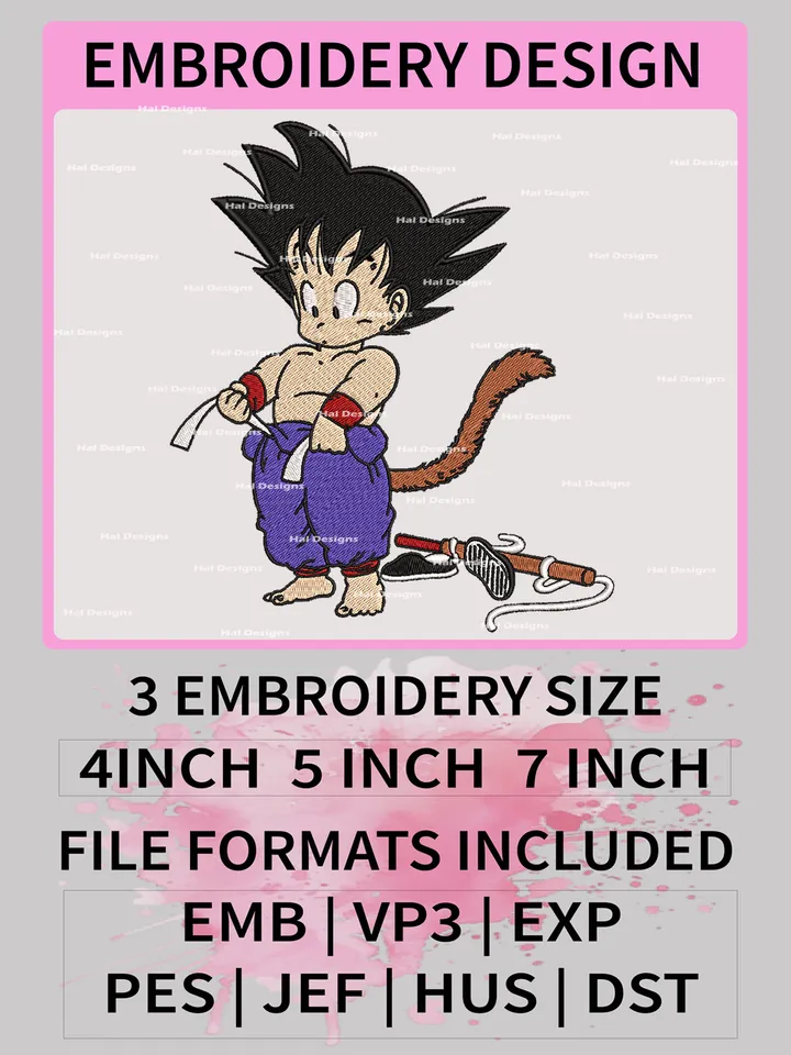 🔥 Goku Kid Embroidery Design – Dragon Ball Machine Embroidery File