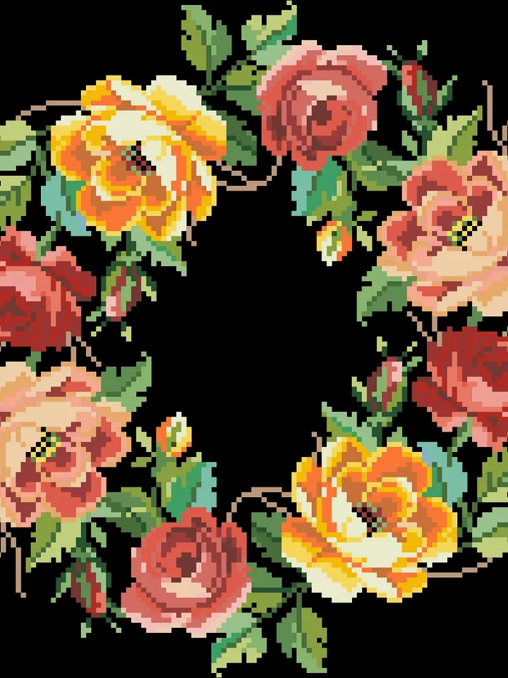 Antique Cross Stitch Pattern Flower Crown Antique Wreath Digital Download PDF