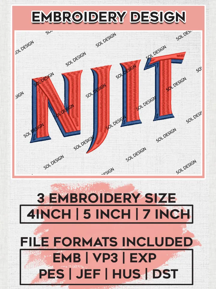 NJIT College Football Team Logo Word embroidery designs, NCAA NJIT Highlanders Logo Machine embroidery files, NCAA Team Logo embroidery designs, NCAA Game Day Machine embroidery designs, Digital Download