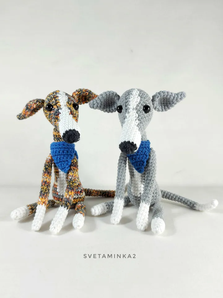 Greyhound Crochet Pattern Amigurumi Dog Whippet, Italian Greyhound, Galgo, Sighthound, Lurcher. Digital Download. PDF.