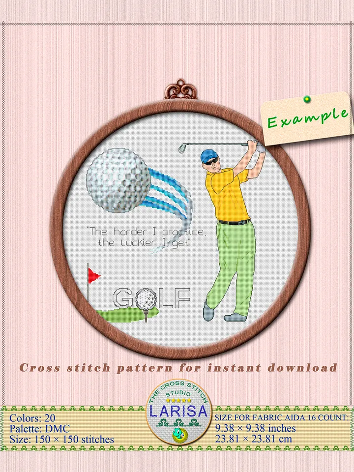 Golf Cross Stitch Pattern | Golfer | Golfing | Golf Player