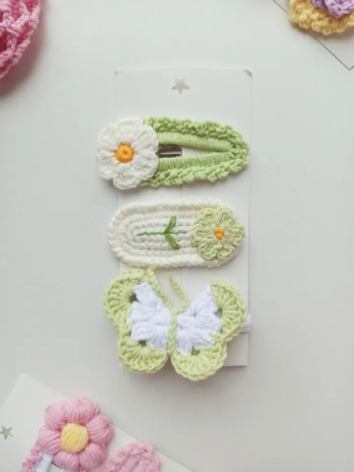 Set accessories for hair,crochet hairpin for girl,rubber bands for hair