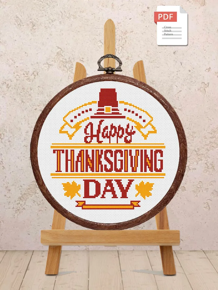 Happy Thanksgiving Day Cross Stitch Pattern, Thanksgiving Cross Stitch Pattern, Owl Cross Stitch Pattern, Thanksgiving Day #hld008