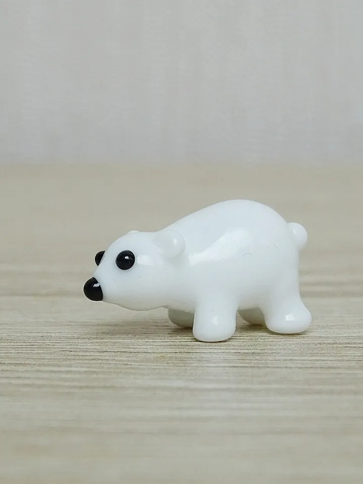 Glass figurines Polar Bear figurine Glass bear Miniature bear Tiny glass animals Blown glass art Terrarium figurines Dollhouse figurines