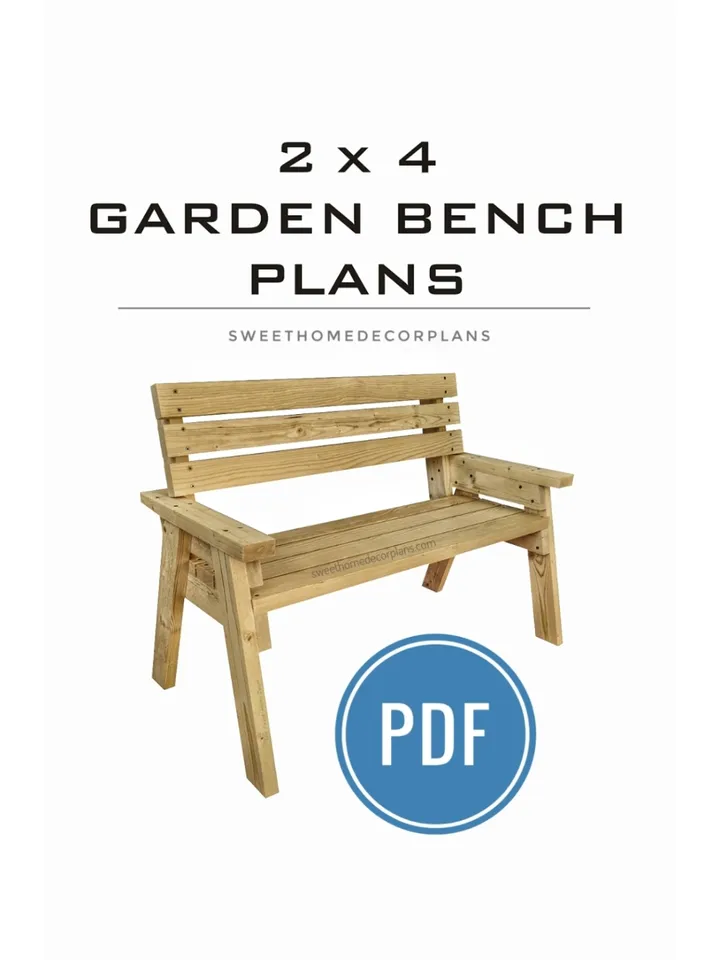 Diy 2 x 4 garden bench plans pdf for outdoor furniture. Wood bench patio furniture plans. Backyard simple wooden bench plans.