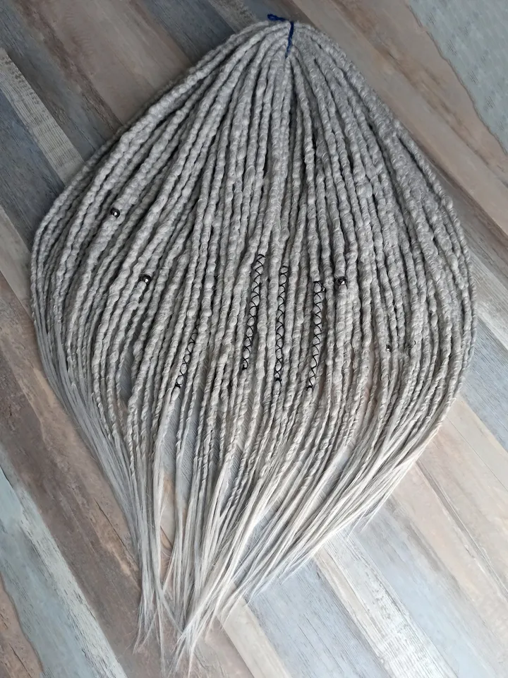 Silver Dreadlock Extensions Ash Blonde Gray Synthetic Crochet Dreads Full Set Single Double Ended DE SE Festival Party Style