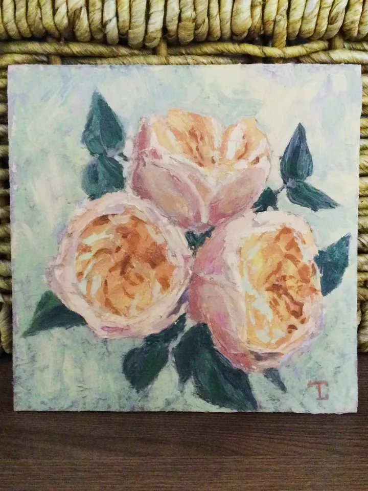 "Roses" oil small impasto painting flower stilllife original wall art picture artwork floral