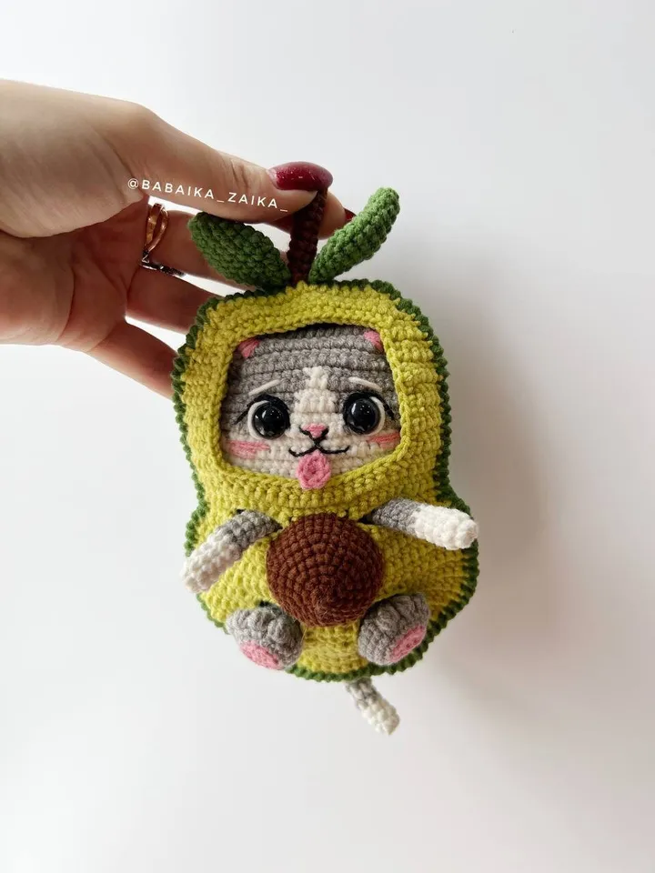 PDF Crochet Pattern Avocado Cat, Amigurumi AvoCato pattern, Cute cat, Animal pattern, Amigurumi animal, Crochet animal, Crochet Avocado