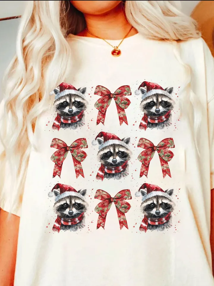 Feral Girl Christmas Png, Christmas Coquette Bow Png, Christmas Png, Feral Png, Vintage Christmas Png, Retro Christmas Png, Racoon Png
