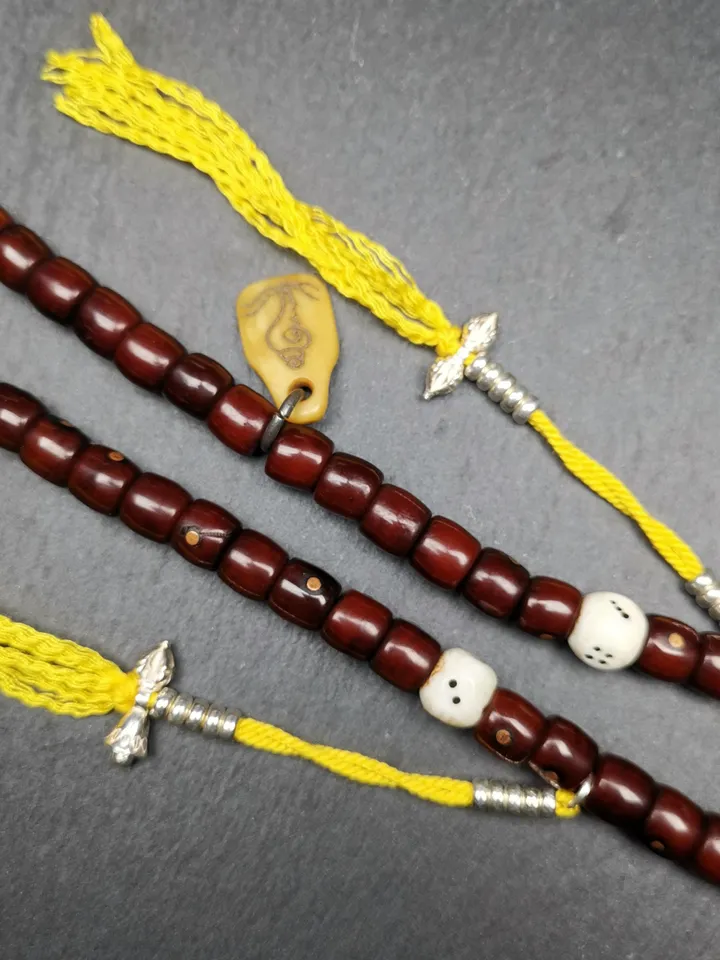 Gandhanra Handmade Tibetan Rosary, 8mm 108 Yak Bone Carved Mala Necklace,Prayer Beads for Meditation,Circumference 88cm