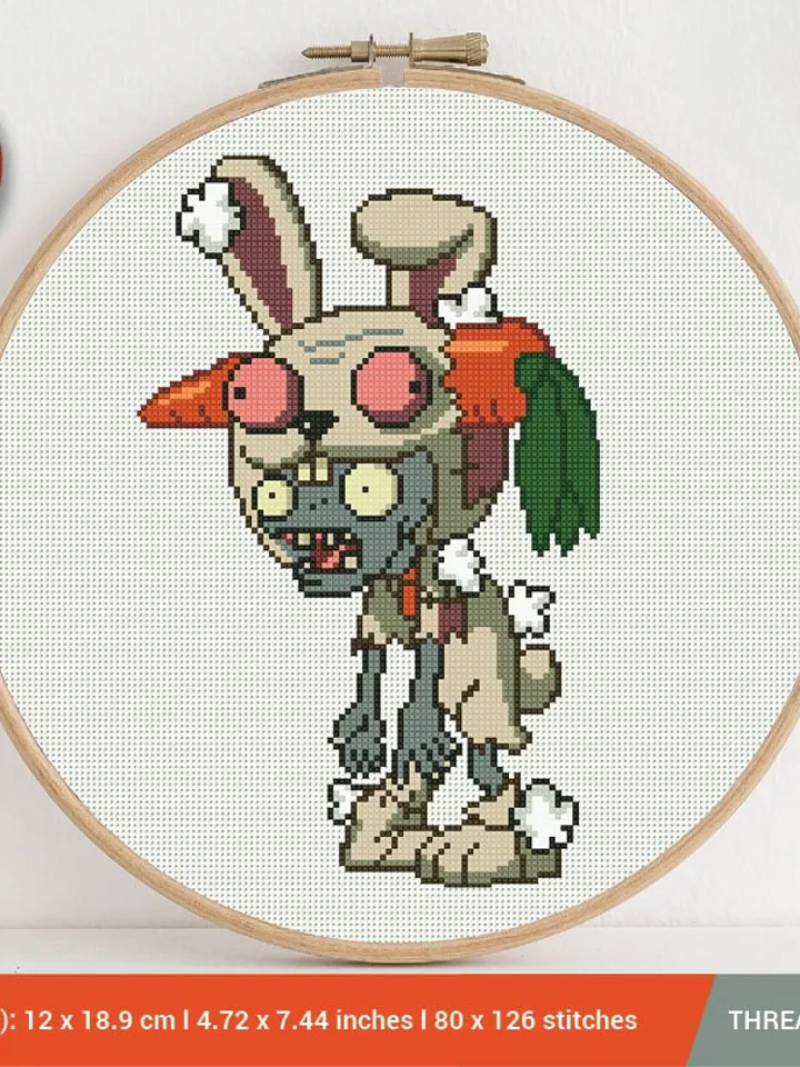 Zombie Bunny Cross stitch pattern | Embroidery Pattern | Instant Download | Embroidery Designs