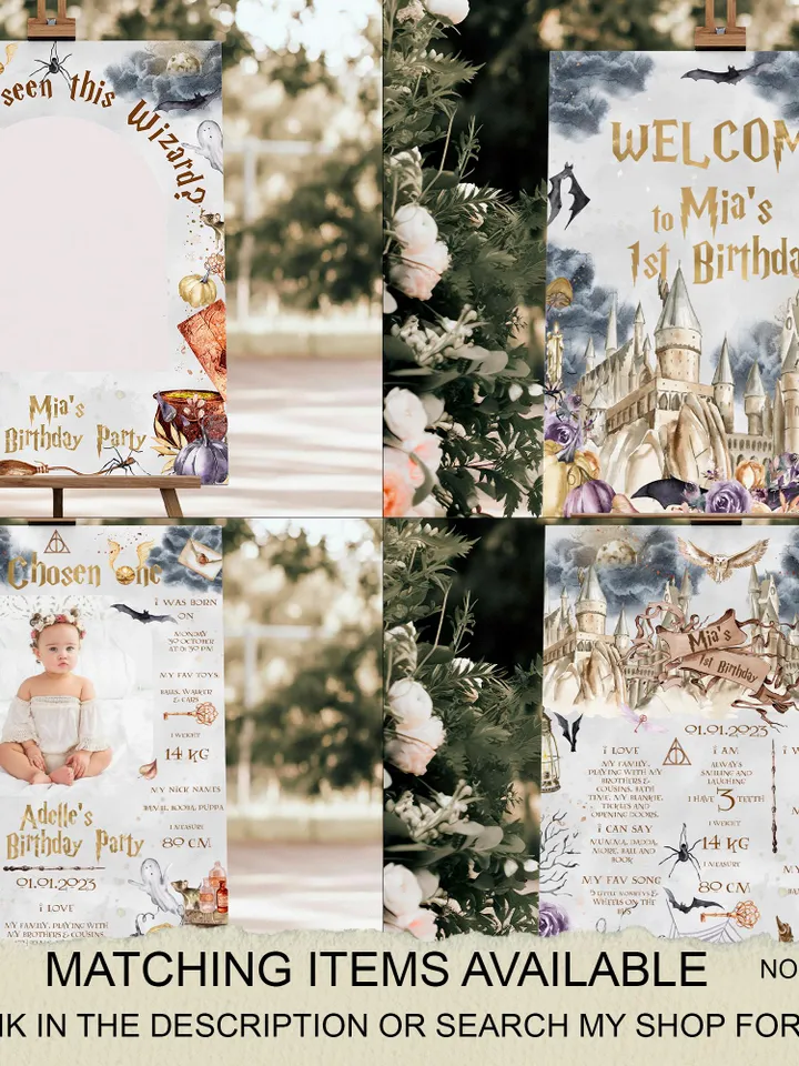 Hats and Brooms sign; Wizard Baby Shower; Magic School Baby Shower template; Wizard Party templates; Instant Download; a1