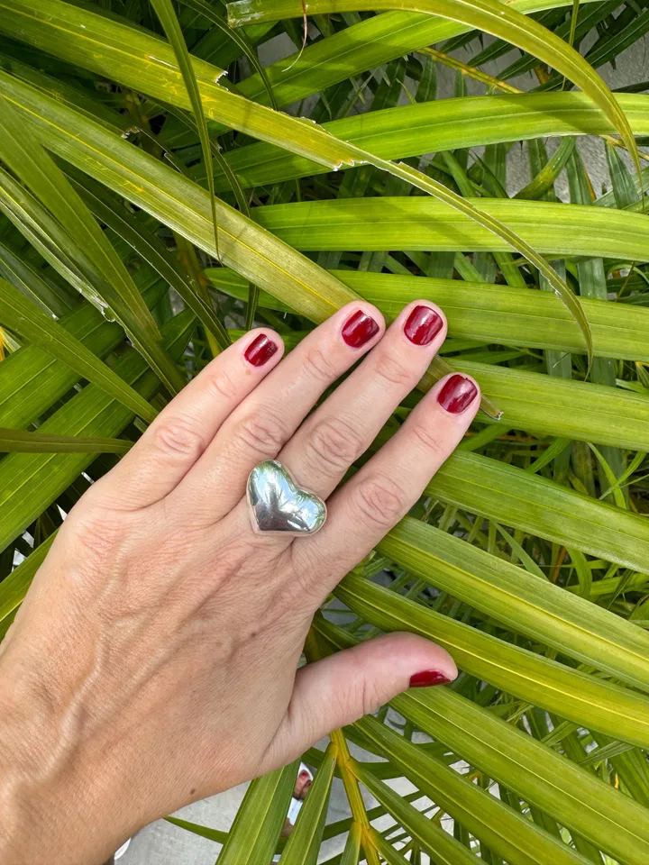 Sterling silver big heart shaped handmade ring /silver jewellery/ handmade jewelry / statement ring /minimalist ring