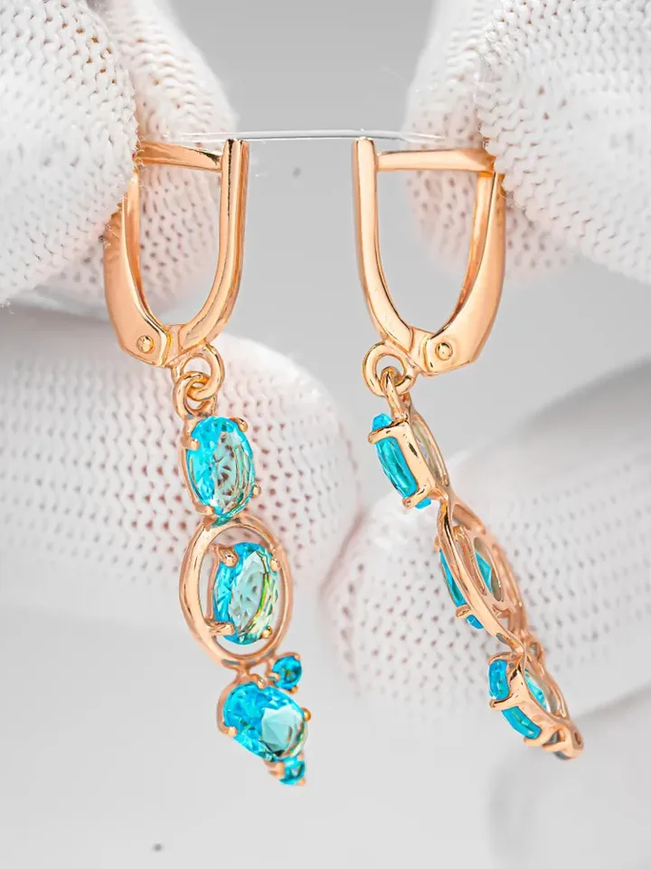 Earrings Jewelry silver gilded 925 samples with topaz