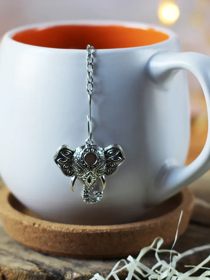 Elephant tea strainer for herbal tea, Tea infuser charm elephant, Tea steeper elephant pendant, loose leaf tea lover