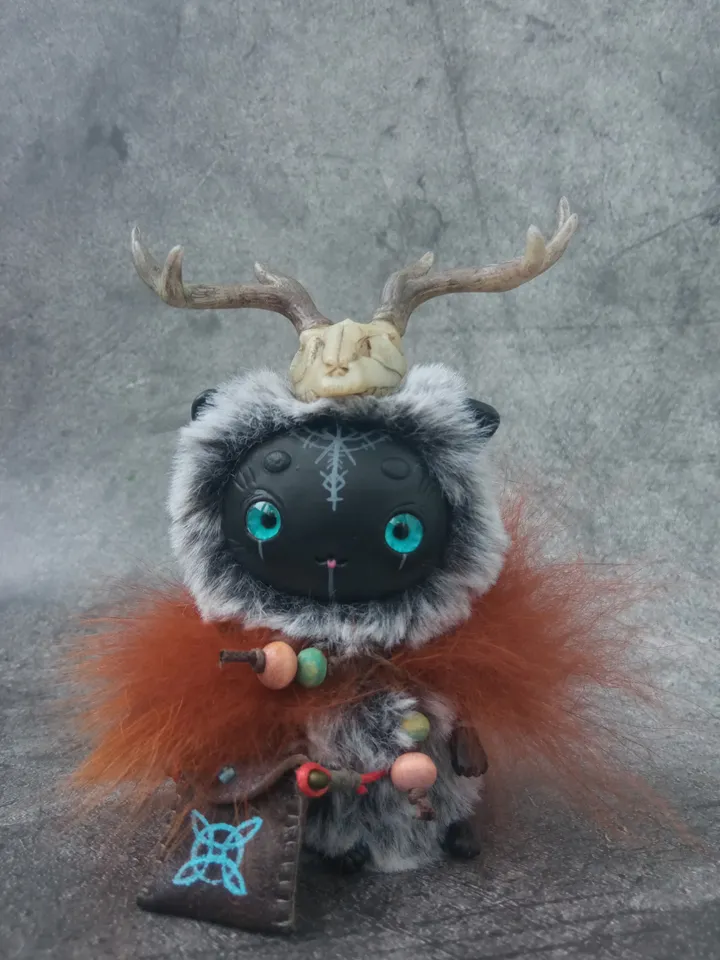 Cute viking witch cat