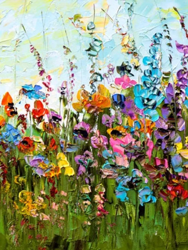 Original painting,Large wall art,Boho wall décor,Flower painting, Color oil painting, Home decor, Modern art, Abstract art,Bedroom decor