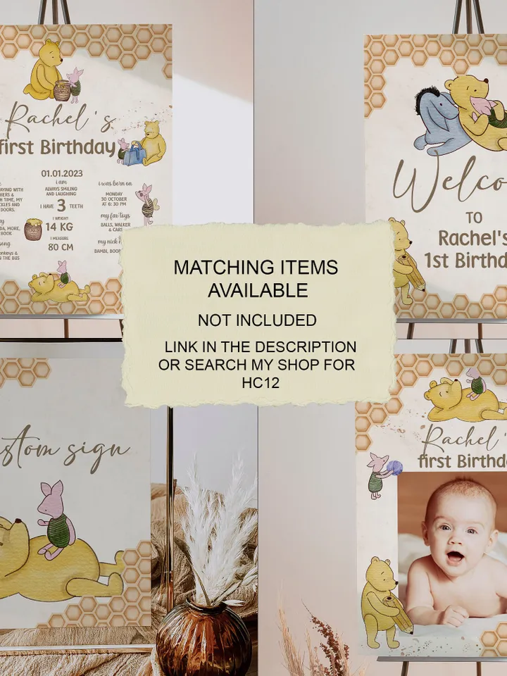 Editable Treats Bag Topper Winnie the Pooh; Winnie the Pooh 1st Birthday; Printable Candy Bag Topper; Winnie Pooh Party Decoration; hc12