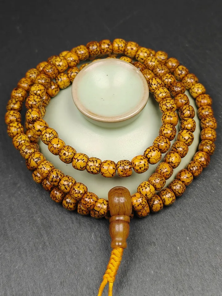 Gandhanra Old Tibetan Mala Beads Necklace,7mm Lotus Seed Beads Prayer Beads Bracelet,12.6" Length