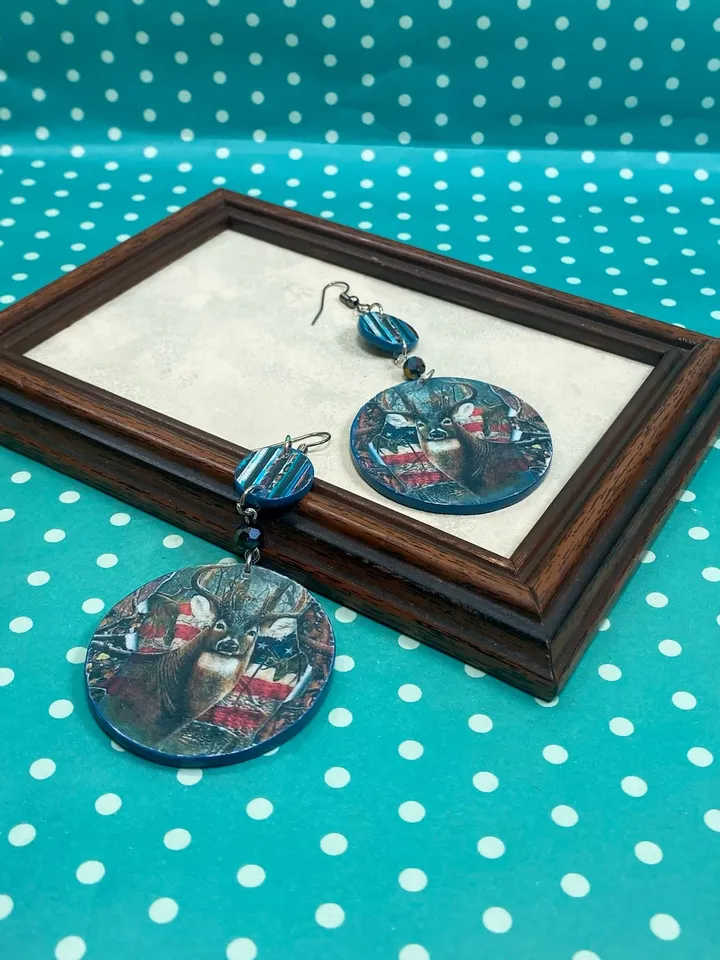 Original handmade earrings. Handmade jewelry. Author's earrings. Handmade. Earrings with deer.