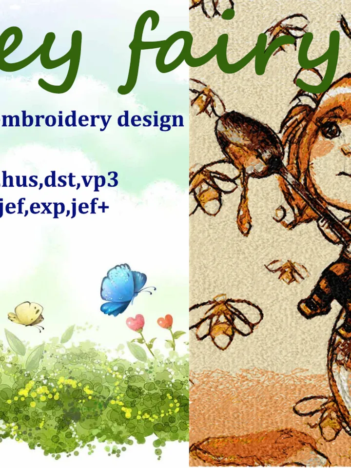 Honey fairy photo stitch Machine Embroidery Design