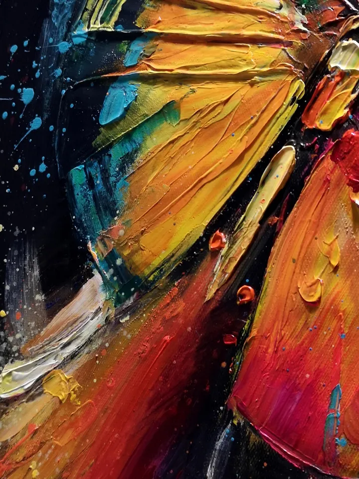 Original Colorful Butterfly Oil Painting On Canvas, Large Wall Art, Abstract Animals Painting, Living Room Wall Decor, Custom Painting