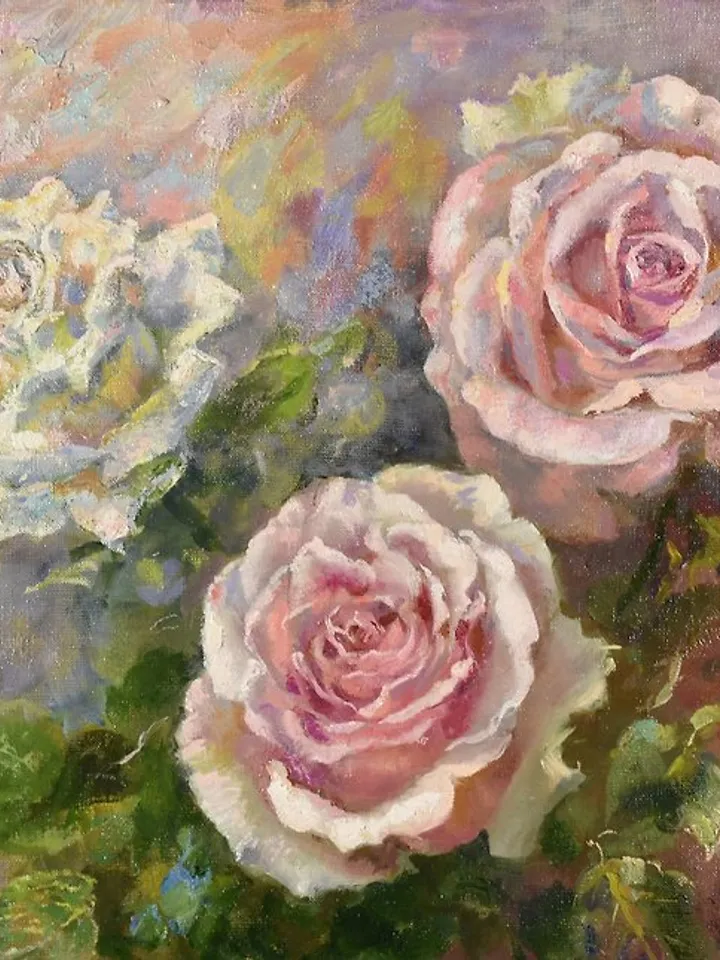 Roses Painting Flower Original Art Artwork Floral Oil Wall Art