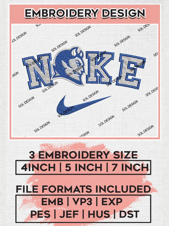 Nike Central Connecticut Blue Devils Machine Embroidery Design, NCAA Central Connecticut Blue Devils Embroidery Design files, NCAA Logo Embroidery Designs, NCAA Machine Embroidery Designs, Digital Download
