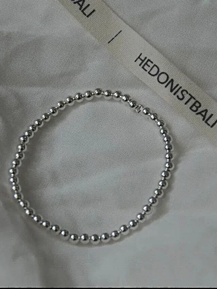 Sterling silver bead bracelet | handmade silver jewelery | tennis bracelet |minimalist jewelery | beaded ball bracelet for women