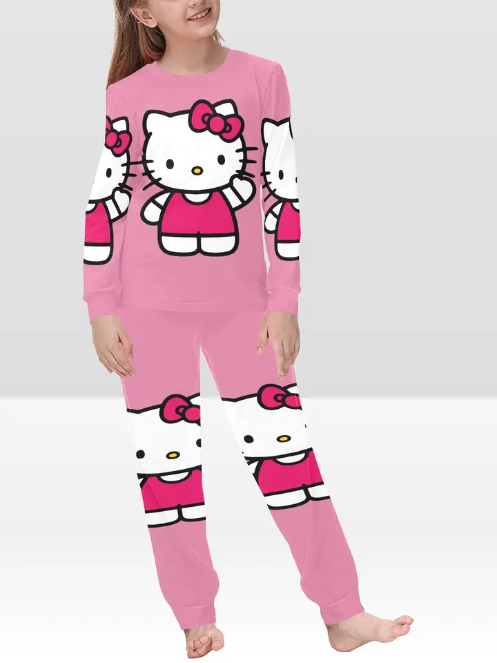 Hello Kitty Kids Girls Pajamas Set, PJ Set pajama loungewear sleepwear