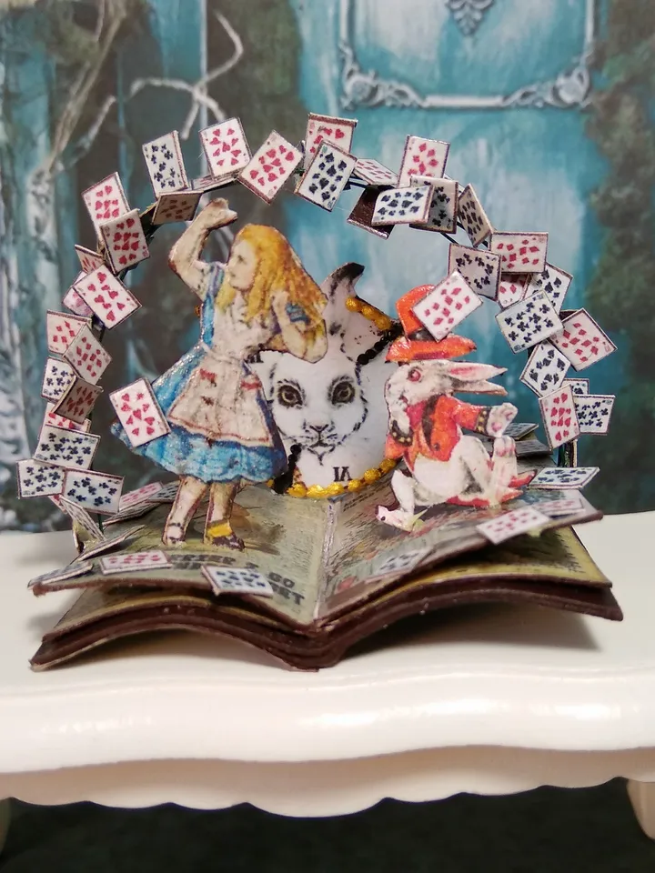 Open book. Dollhouse miniature.Miniature for a dollhouse.1:12 scale.