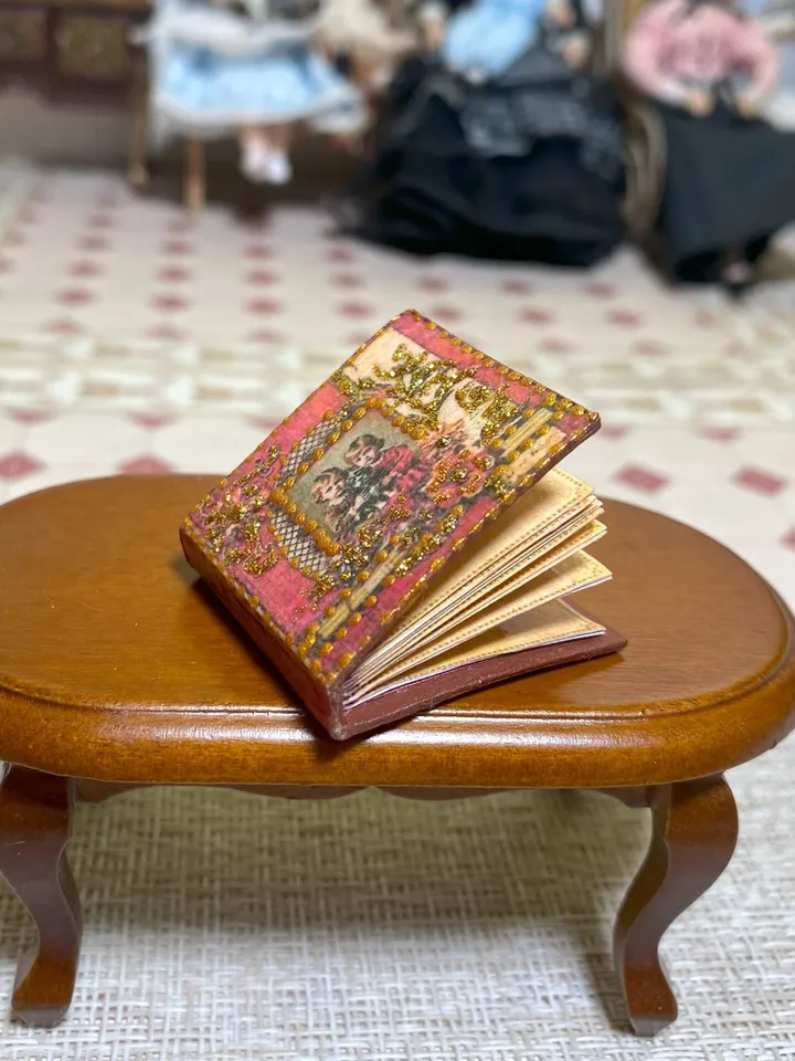 Photo album for a doll. Dollhouse miniature. 1:12. Handmade. Vintage photo album.