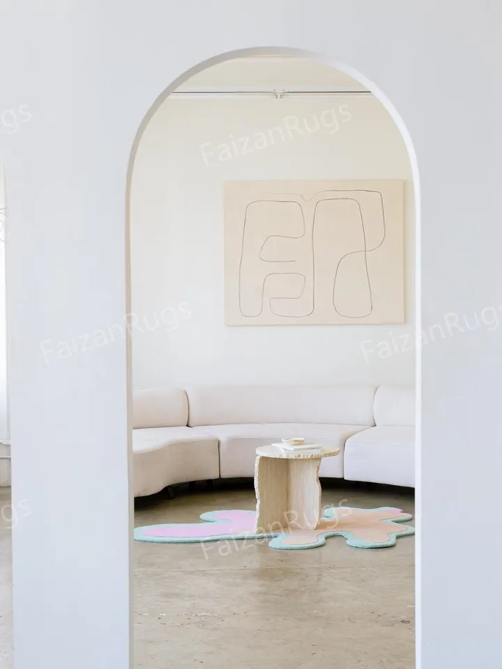Buy Antique Irregular Handmade Wool Rug | Hand Tufted Rug 100 Wool For Living Room | Bed Room | Kids Room | Drawing Room |  In Any Size's