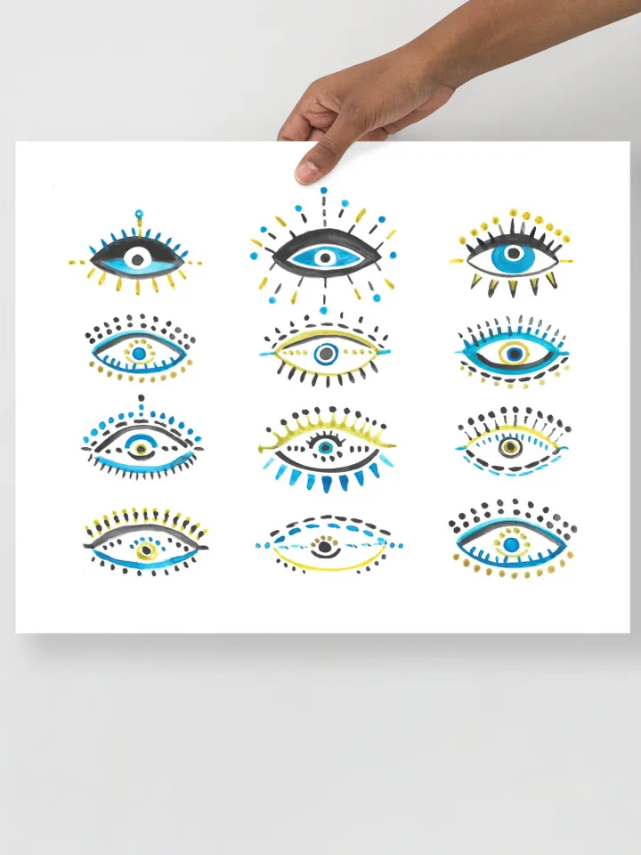 Evil Eye Print Blue Evil Eye Nazar Poster Evil Eye Wall Decor Abstract Eye Drawing Boho Eye Art Print Turkish Evil Eye Art Poster