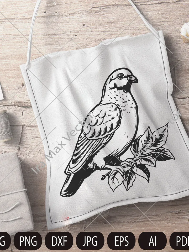 Pigeon dove svg, Standing Pigeon svg, Pigeon on the branch,Bird svg - Clipart, Silhouette, Laser, Vinyl Cutter, Decal Sticker, T-Shirt File.