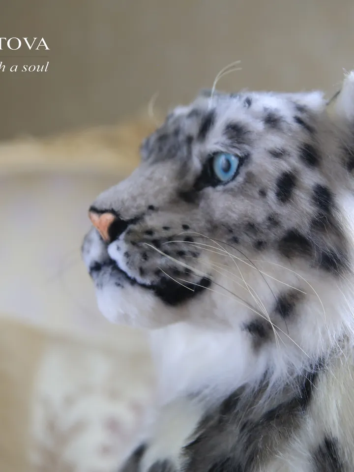 Snow leopard Irbis plush animals. Ooak toy. Snow leopard stuffed toy