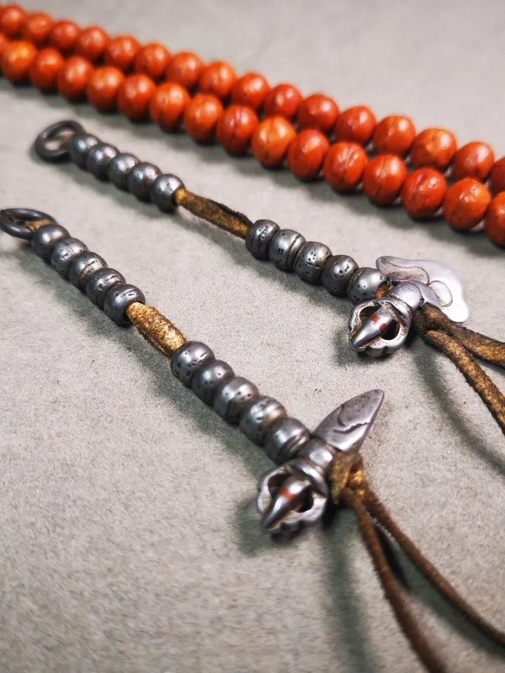 Gandhanra Handmade Tibetan Buddhist Mala Counters,Prayer Bead Counters,with Kartika and Kila Pendant,Made of Cold Iron