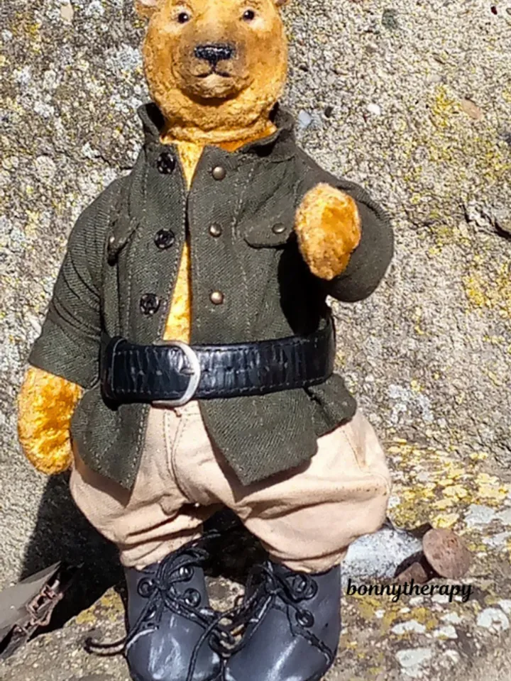 Cool teddy bear 23 cm, designer plush bear 9 inches