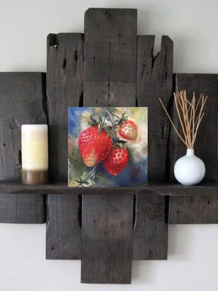 Fruits Original Painting Oil Still Life Strawberry Painting