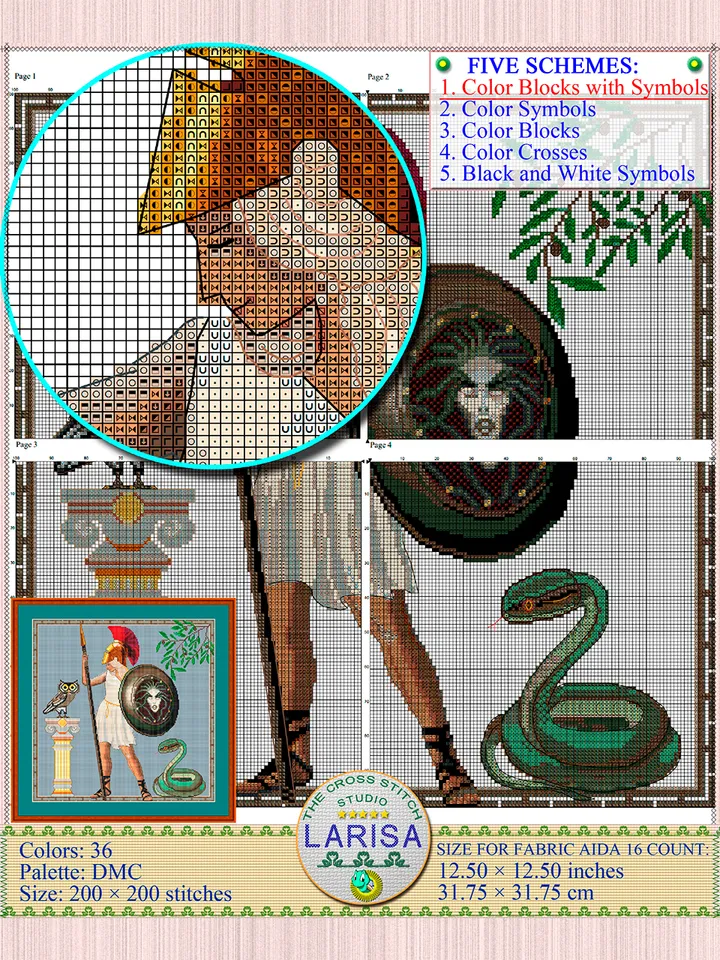 Athena Cross Stitch Pattern | Warrior Goddess | Minerva