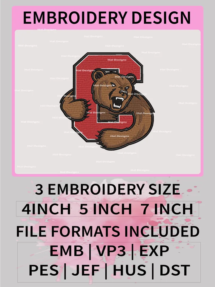 NCAA Cornell Big Red Embroidery File, 3 Sizes, 6 Formats, NCAA Machine Embroidery Design, NCAA Logo, NCAA Teams