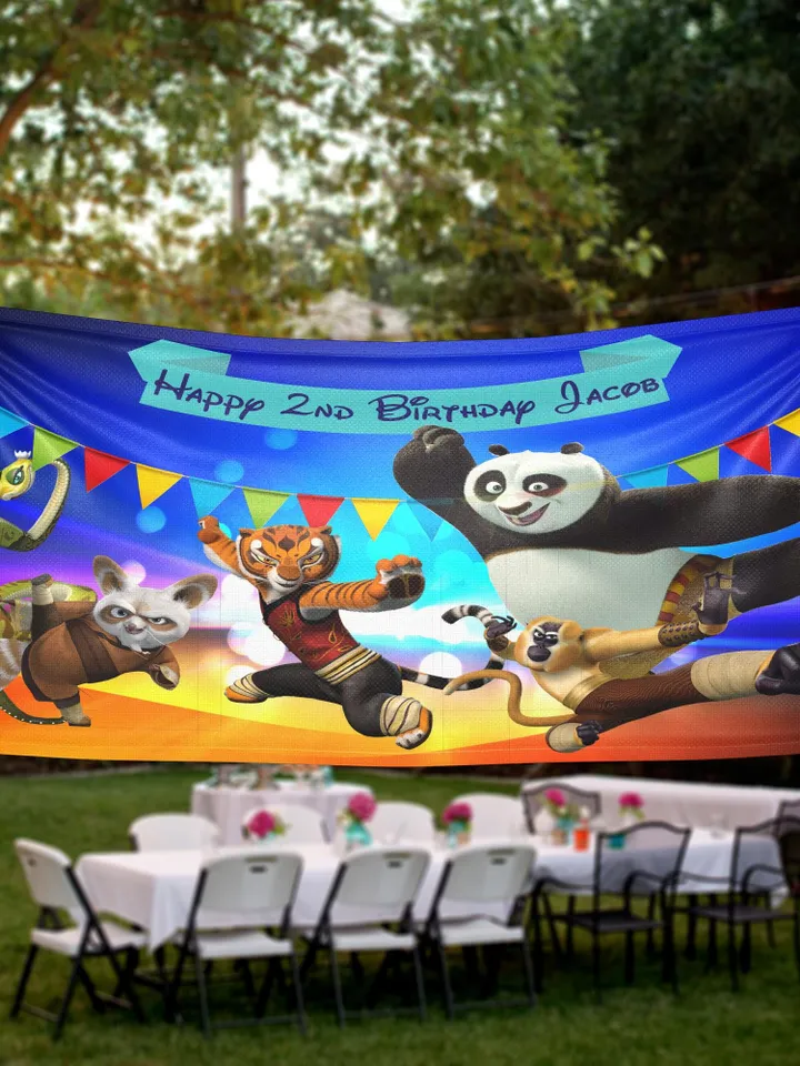 Kung Fu Panda Birthday Banner Personalized Party Backdrop Decoration ikban196